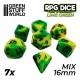 7x Dadi Mix 16mm - Lime Marmo